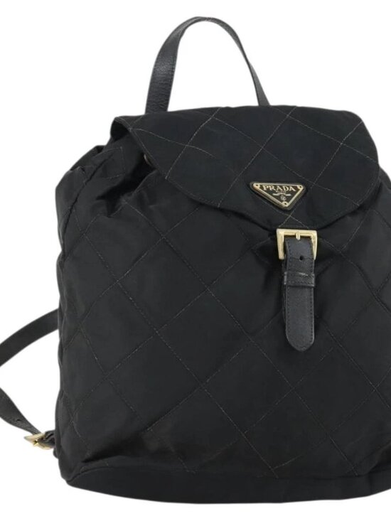 PRADA Backpack Nylon Black Gold Auth ka1154 main image 15